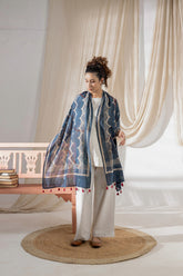 Blue - Ajrakh Hand Block Printed - Handloom Cotton Stole